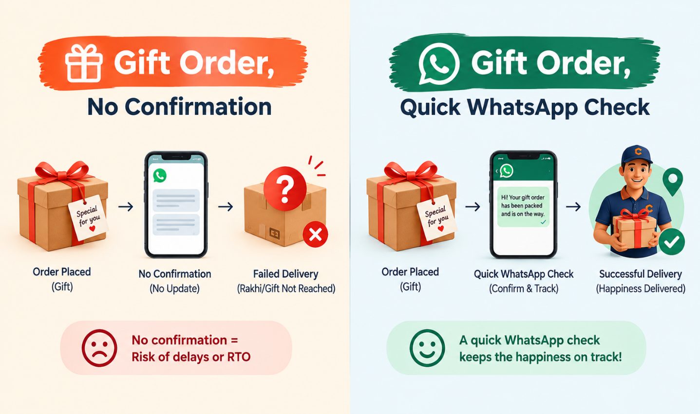 Gift order address confirmation — WhatsApp check