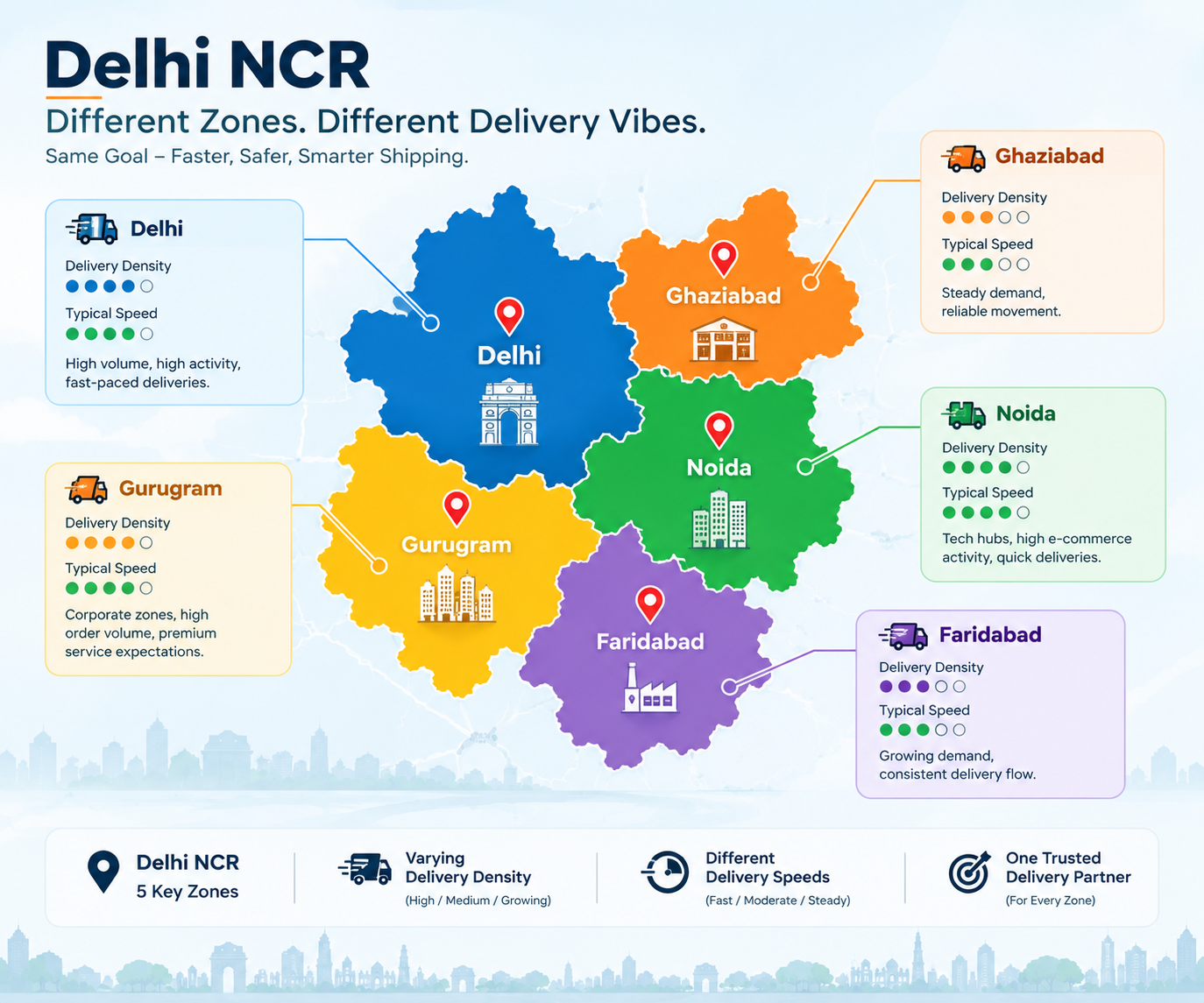 Delhi NCR Courier Coverage and Sub-Zones